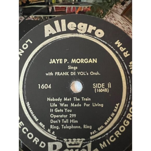 Jaye P. Morgan Sings Vinyl Record 12" 33-1/3 RPM Allegro Royale 1604 Vintage - Picture 6 of 7
